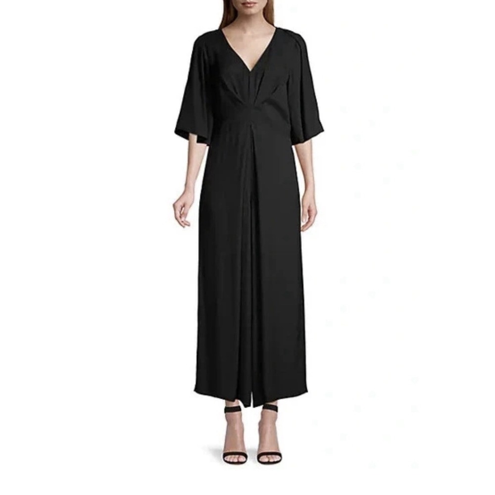 Kobi Halperin Mindy Cross‎ Front Half Sleeve Wide Leg Black Jumpsuit Size Small